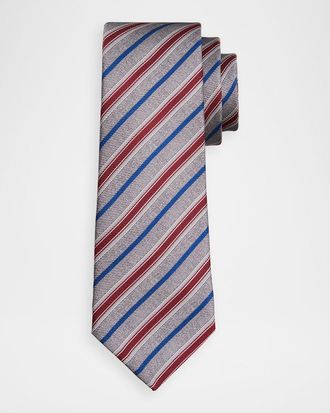 Kiton Men & apos;s Silk Multi-Stripe 7-Fold Tie
