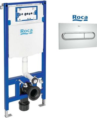 Roca Roca - Bastidor Duplo One, Pack Cisterna Y Pulsador Pl1 Cromo Brillo