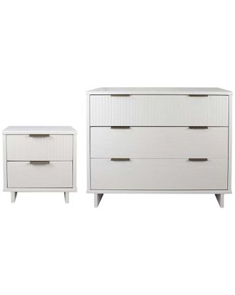 Manhattan Comfort 2Pc Granville Modern Solid Wood Standard Dresser & Nightstand Set
