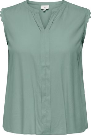 Only Carmakoma Blusentop ONLY CARMAKOMA CARMUMI SL TOP WVN, Damen, Gr. 42, jadeite, Web, Obermaterial: 100% Viskose, unifarben, regular fit normal, V-Ausschnitt, Blu