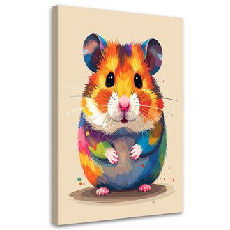 Feeby Cuadro En Lienzo, H&aacute;mster Colorido Mascotas, 70x100