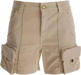 Pinko Cargo Shorts met Meerdere Zakken - Dames - Bermuda - Beige - L - Katoen - Korte Broeken