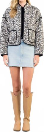 THML Clothing Puffer Quilted Jacket In Leopard Print