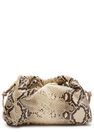 Mansur Gavriel Cloud Mini Python-print Leather Clutch - Beige - One Size