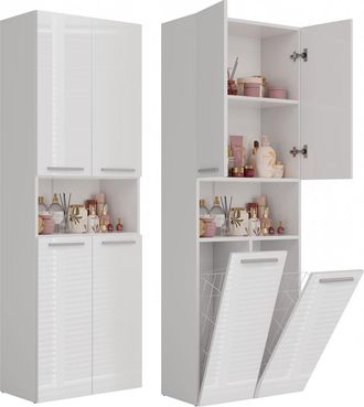 OEM Columna De Estantes Para Mueble De Ba&ntilde;o, Color Blanco Mate/brillante Con Cestas: &iexcl;organizaci&oacute;n Y Estilo En Tu Ba&ntilde;o