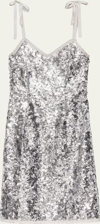 Prada Sequin Tie-Shoulder Midi Dress