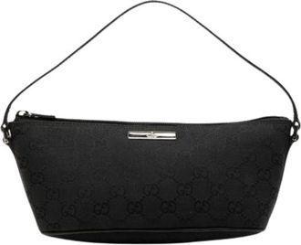 Gucci Pre-owned Shoulder Bags, female, Black, Size: ONE SIZE Pre-owned Canvas Shoulder Bag