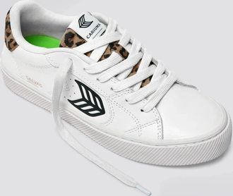 Cariuma Cariuma Salvas Sneakers White Leopard Print Leather Shoes HAWK507
