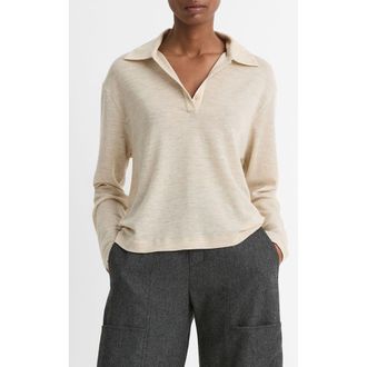 Vince Relaxed Wool Polo Sweater in 831Lhe-Lt H Ecru at Nordstrom Rack, Size Xx-Small