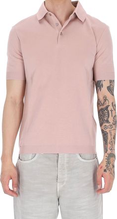 Herno Pink Knit-Effect Cotton Jersey Polo Shirt
