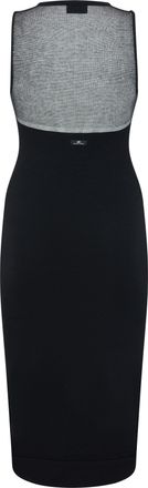 Elisabetta Franchi Womens Knit Dress With Sheer Panels, Black Viscose