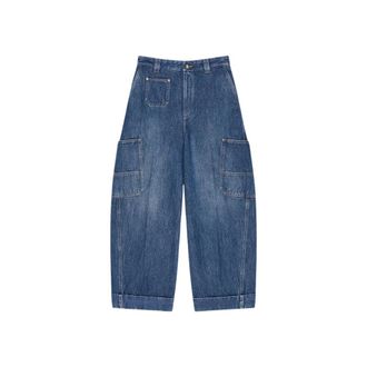 Givenchy Loose-fit Jeans, female, Blue, Size: W26 Cropped Cocoon Cargo Jeans