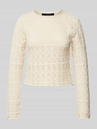 Vero Moda Regular Fit Strickpullover aus Ajour-Strick Modell NEW FABIENNE in Offwhite, Gr&ouml;&szlig;e M