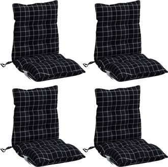 vidaXL Vidaxl - Cojines De Silla Respaldo Bajo 4 Uds Tela Oxford Cuadros Negro