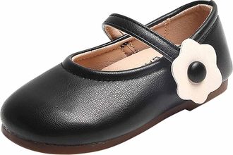 Generic Girl Dress Shoes Mary Jane School Shoes Lightweight Comfortable Uniform Sandals Cute Stylish Bowknot Decor Matte Heels Non-Slip Soft Flower Footwear f