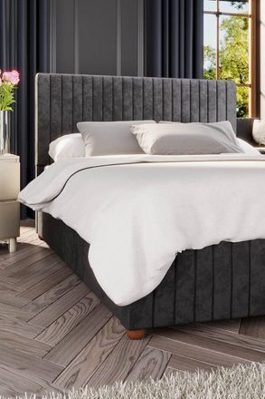 Laurence Llewelyn-Bowen Estella Ottoman Storage Bed in Mirazzi Velvet Fabric, Custom Made in Black | Size: Double