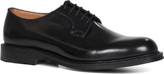Churchs Mens Derby Shoes Shannon Leather Black Calfskin Lace-Up Flat