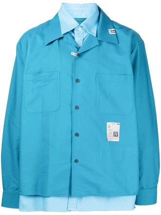 Miharayasuhiro layered-detail long-sleeved shirt - men - Cotton - 44 - Blue