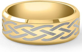 Pompeii3 Mens Gold Plated Tungsten Ring Celtic Laser 8mm Wedding Band