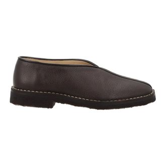Christophe Lemaire Piped Crepe Slippers - male - Lemaire - Flat Shoes - Brown - 11 UK - Shoes