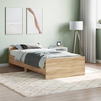Berkfield Home Bed Frame Sonoma Oak 90x190 cm Single Engineered Wood in Brown