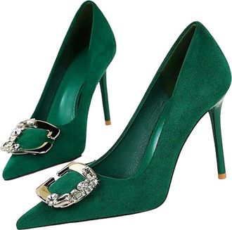 Generic Women High Heel Pumps Pointed Toe Metal Buckle Elegant Wedding Party Dress Shoes