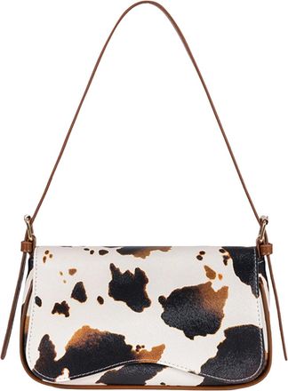 Generic Women PU Leather Cow Print Shoulder Bag Versatile Tote Bags for Travel (style1)