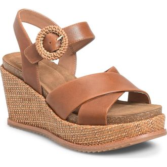 S&ouml;fft Dorathy Slingback Platform Wedge Sandal in Luggage at Nordstrom, Size 8.5