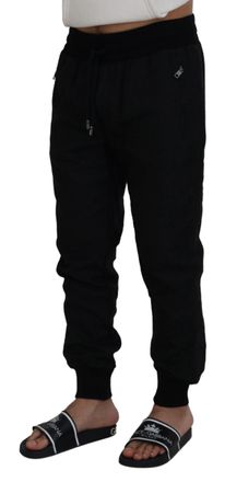 Dolce & Gabbana Mens Logo-Detail Casual Joggers Black Polyester Acrylic Nylon