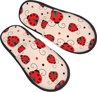 Generic Fluffy Slippers Red Ladybug Fuzzy Slippers Flat Non Slip Slipper For Indoor Bedroom Hotel L