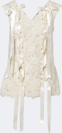 Simone Rocha Top Unraveling de encaje con lazo
