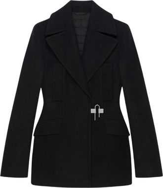 Givenchy Gewatteerde wollen peacoat in zwart - Dames - Blazers - Zwart - M - Wol - Jassen