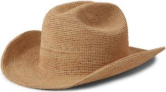 Brixton Odessa Packable Straw Cowboy Hat in Tan at Nordstrom, Size X-Small