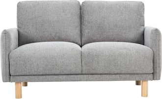 Miliboo Sof&aacute; De Dise&ntilde;o De 2 Plazas En Tela De Efecto Terciopelo Texturizado Gris Y Madera Clara Bono