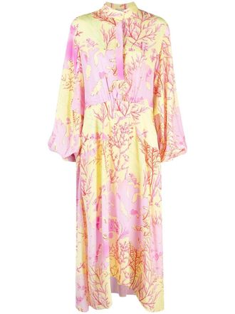 Stella McCartney coral-print maxi-dress - women - Cotton - 36 - Yellow