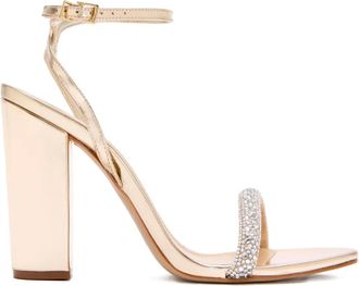 Schutz 115 mm Fantasia sandalen met blokhak verfraaid met kristallen - Goud