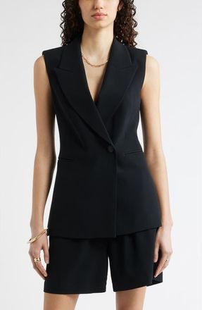 Nordstrom Sleeveless Crepe Blazer in Black at Nordstrom, Size Xx-Small