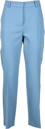 Max Mara Broeken, Dames, Blauw, XL, Leer, Elegante Getailleerde Broek