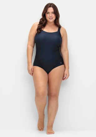 Sheego Badeanzug SHEEGO, Damen, Gr. 40, Cup E, blau (tiefblau), Polyamid, Badeanz&uuml;ge Badeanzug