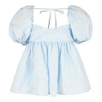 Cecilie Bahnsen Blouses, female, Blue, Size: M Gathered Blouse