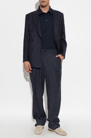 Brioni Cotton Polo, Mens, Navy Blue