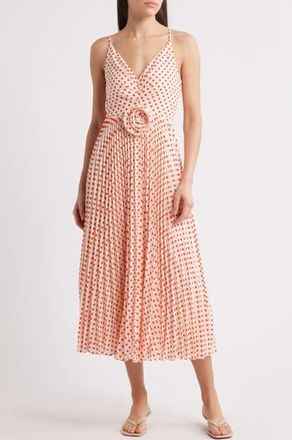 Lucy Paris Shanina Rose Pleated Sleeveless Maxi Dress in Cream Red at Nordstrom Rack, Size X-Small