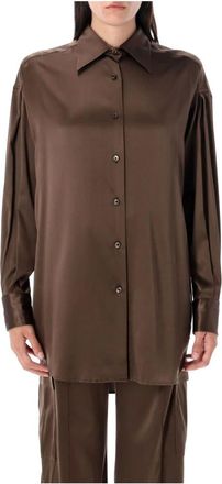 Tom Ford Shirts, female, Brown, 2XS, Silk Satin Shirt