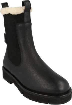 Ferragamo Rook Genuine Shearling Trim Leather Boot in Black at Nordstrom Rack, Size 9.5