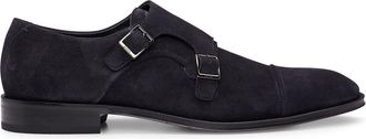HUGO BOSS Mens Derrek Monk Capped Toe Shoes in Dark Blue - Size UK 8