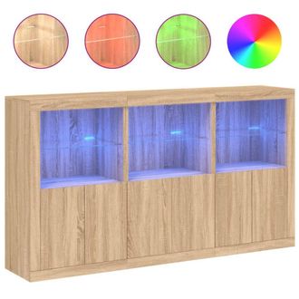 Berkfield Home Sideboard with LED Lights Sonoma Oak 181.5x37x100 cm in Brown