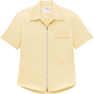 Courr&egrave;ges logo-appliqu&eacute; twill shirt - unisex - Cupro/Polyester - M - Neutrals