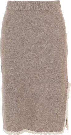 The Garment Beige Como Scalloped-Trim Wool-Cashmere Midi Skirt