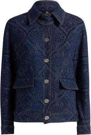Etro Denim jack met paisley-print - Blauw