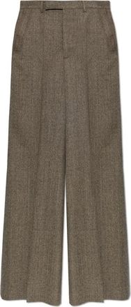 Rick Owens Broeken, Dames, Grijs, XS, Wol, Wool Wide-Leg Broeken